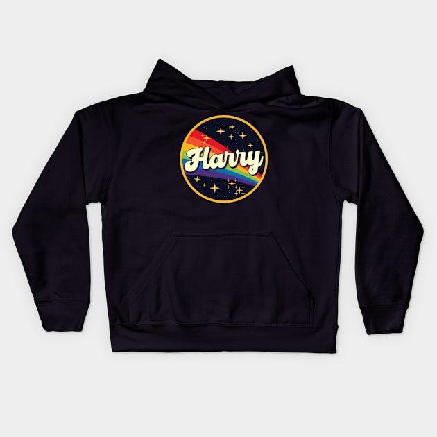 Harry // Rainbow In Space Vintage Style Kids Hoodie by LMW Art